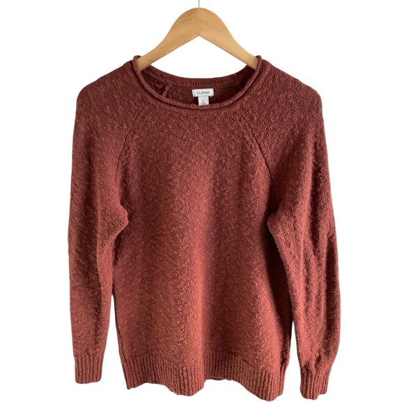 L.L. Bean Sweaters - L.L. Bean Soft Texture Cotton Slub Roll Neck Long Sleeve Midweight Pullover Rust